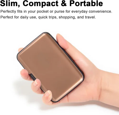 Miniatura 55 de Soporte para tarjetas de crédito, cartera metálica con bloqueo RFID para tarjetas de identificación para mujeres y hombres, funda rígida de aluminio