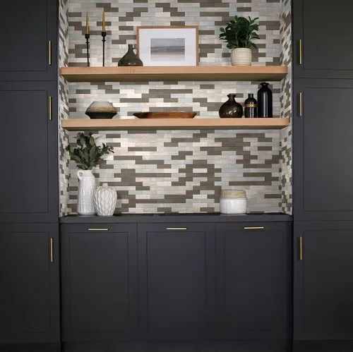 Miniatura 6 de Daltile SimplyStick Mosaix Mosaix - Mosaico de ladrillo de 1.25 x 4 pulgadas para despegar y pegar de piedra caliza y vidrio, color blanco chenilla