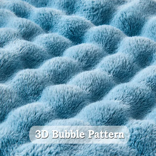 Miniatura 5 de Wajade Manta de forro polar suave para sofá, 90 x 106 pulgadas, manta decorativa de burbujas 3D, acogedora y esponjosa, manta ligera y cálida