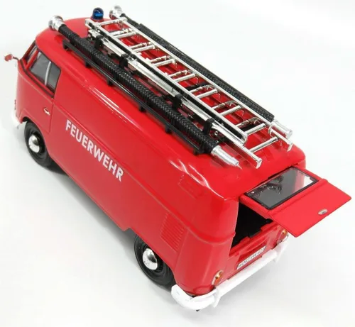 Miniatura 3 de Motormax Volkswagen Tipo 2 (T1) Fire Van Feuerwehr Rojo 1/24 Diecast Model Car