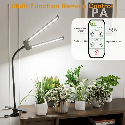 Miniatura 4 de Luz LED de cultivo, súper brillante de 6000K, luz de crecimiento para plantas de espectro completo, blanca, con clip y cabezal doble giratorio