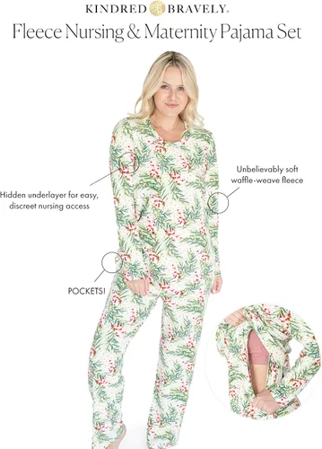 Miniatura 2 de Kindred Bravely Conjunto de pijama de lactancia polar Pijamas de maternidad para lactancia materna