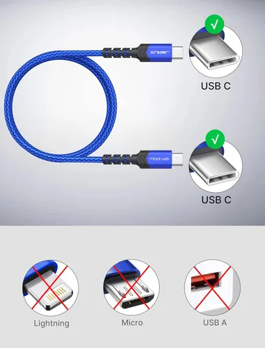 Miniatura 9 de JSAUX Paquete de 3 cables USB C a USB C de 100 W [6.6 pies+6.6 pies+6.6 pies] compatible con iPhone 17 Air 16 15 Pro Max Samsung Galaxy S25 S24 Azul
