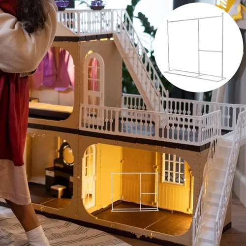 Miniatura 6 de Zerodeko Perchero de ropa para muñecas en miniatura, soporte para ropa de casa de muñecas, muebles compactos para organizar ropa de juguetes