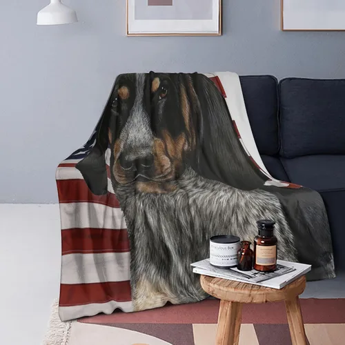 Miniatura 5 de Bluetick Coonhound - Manta de franela de forro polar, regalo de bandera estadounidense, manta patriótica de forro polar, edredón de franela