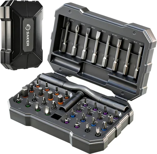 Miniatura 9 de Saker Juego de destornilladores magnéticos mejorado: kit de herramientas de destornillador con trinquete 40-en-1 con mango de bola de 180° - juego