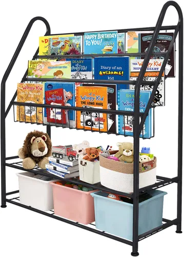 Miniatura 14 de aboxoo Estantería infantil independiente para habitación de niños pequeños de 18 pulgadas, organizador de juguetes, estantería blanca estable