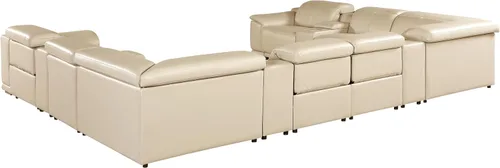 Miniatura 7 de BlackJack Furniture Venice - Juego de sofá reclinable seccional de cuero italiano de grano superior de 12 piezas con 4 reclinables eléctricos