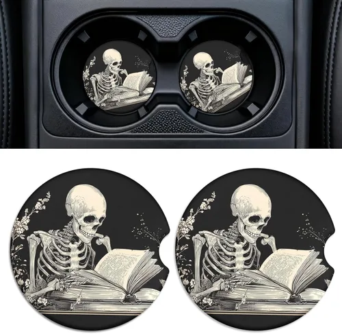 Miniatura 21 de Paquete de 2 posavasos de cerámica para portavasos de automóvil, 2.56 pulgadas, antideslizantes, absorbentes, con base de corcho y muesca