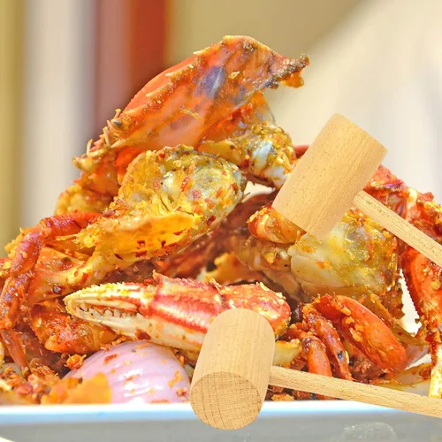 Miniatura 7 de Southern Homeware - Martillo de madera para galletas de mariscos, langosta y mariscos, juego de 4 unidades de madera dura