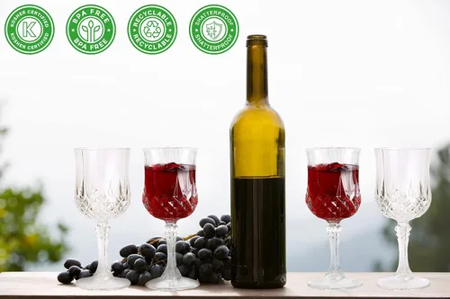 Miniatura 4 de PARTY BARGAINS Copas de vino de plástico duro transparente irrompible con tallo, 8 onzas, 8 unidades, para bodas, fiestas en la piscina, eventos al