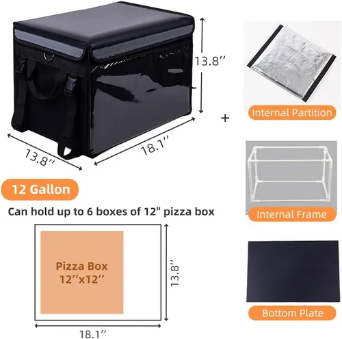 Miniatura 4 de Bolsas Aisladas para Entrega de Alimentos XL - 18.1" x 13.8" x 13.8", Bolsa de Entrega de Alimentos Aislada Comercial con Divisor, Bolsa de Catering