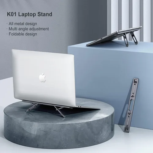 Miniatura 2 de Elevadores de computadora portátil para escritorio, soporte para laptop de 4 alturas ajustables, elevador de teclado, patas ergonómicas para Gris