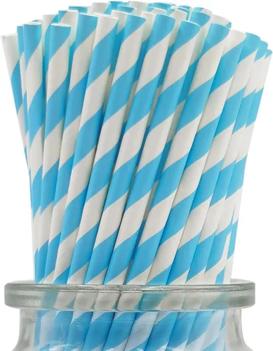 Miniatura 11 de Pajitas de papel a rayas verdes a granel, pajitas desechables verdes y blancas de papel biodegradable para tartas para manualidades (paquete de 100)