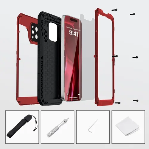 Miniatura 6 de Mitywah Funda impermeable para iPhone 7/iPhone 8 / iPhone SE 2020, funda de metal resistente de grado militar, protección de cuerpo completo, Negro