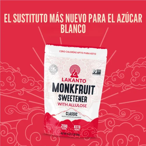 Miniatura 6 de Lakanto Edulcorante clásico de fruta de monje con alulosa, sustituto del azúcar blanco del extracto de fruta de monje para hornear, café y té, sin