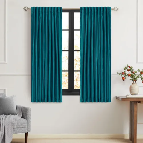 Miniatura 14 de PRIMROSE Cortinas de terciopelo champán de 63 pulgadas de largo para sala de estar, juego de 2 paneles opacos, bolsillo para barra, pestaña trasera