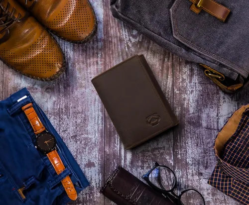 Miniatura 34 de Stealth Mode Cartera de cuero triple RFID para hombres con soporte de identificación abatible (negro)