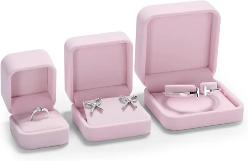 Miniatura 4 de Oirlv Caja de regalo de pendiente de terciopelo premium Caja de almacenamiento de joyería rosa vitrina