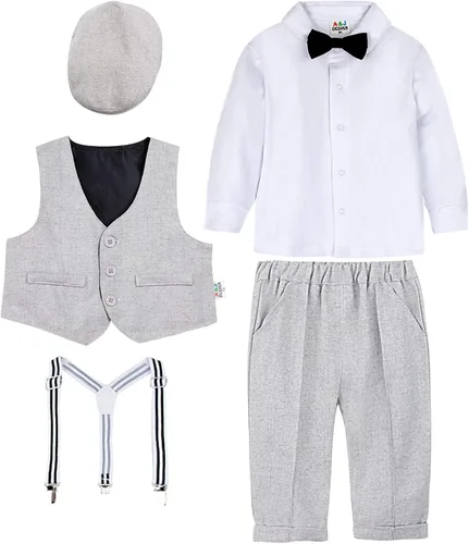 Miniatura 3 de AJ DESIGN Conjunto de trajes de bebé para niños 4 piezas camisa y pantalones y chaleco y sombrero