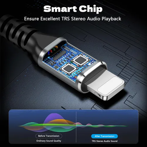 Miniatura 5 de [Certificado MFi] Cable estéreo TRS de audio Lightning a 1/4 de pulgada, adaptador Lightning de 4 pies a 0.250 in, compatible con i-Pad, i-Phone