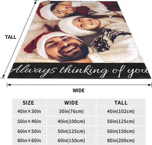 Miniatura 5 de Manta personalizada con fotos, texto, manta personalizada de franela para regalos de cumpleaños de adultos y niños, bodas, Navidad, Halloween, Día