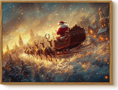 Miniatura 17 de Arte de pared con trineo, árbol navideño y cajas de regalo, 12 x 16 pulgadas, lienzo enmarcado de Navidad, cuadro rústico festivo, obra de arte