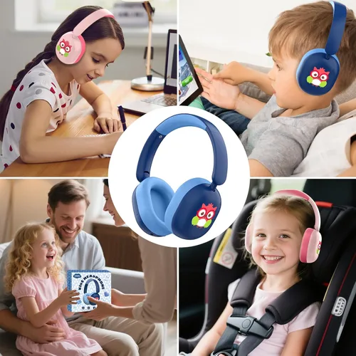 Miniatura 9 de LOBKIN - Auriculares Bluetooth para niños 6.0, auriculares inalámbricos sobre la oreja para niños con micrófono, tiempo de reproducción de 55 horas