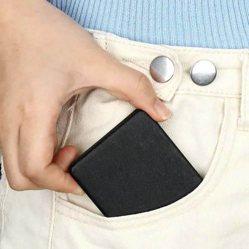 Miniatura 3 de Espejo de tocador compacto para hombres, negro, espejo de maquillaje de viaje para bolso de mano, bolsillo, cartera, espejo cosmético portátil