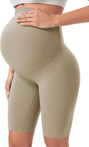 Buttergene Pantalones cortos de maternidad sobre el vientre, pantalones cortos de motociclista para embarazo, pantalones cortos de entrenamiento