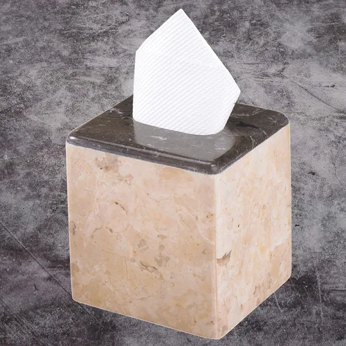 Miniatura 2 de Creative Home Caja de pañuelos cuadrada de champán y carbón natural colección de 2 tonos