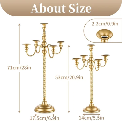 Miniatura 6 de Sziqiqi Candelabro de Piso Alto de 28 Pulgadas Portavelas Cónico para Velas y Portavelas de Metal Floral Centro de Mesa para Boda Fiesta Evento