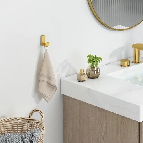 Miniatura 3 de Gancho Simple de Ángulo para Toalla de Baño, Gancho de Pared para Abrigatos de Ducha de Acero Inoxidable SUS 304, Perchero para Bata de Baño, Dorado