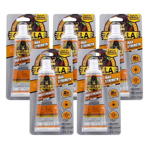 Miniatura 13 de Gorilla Max Strength - Adhesivo transparente para construcción, tubo de compresión de 2.5 onzas, transparente, (paquete de 2)
