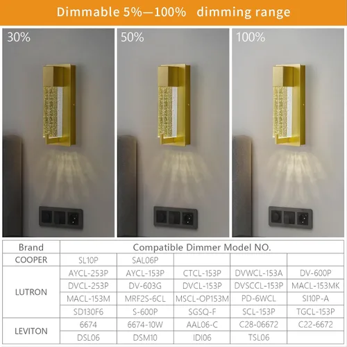 Miniatura 5 de Modernos apliques de pared de cristal LED, lámparas de pared dorados elegantes para sala de estar, dormitorio, baño, pasillo, puerta, escalera