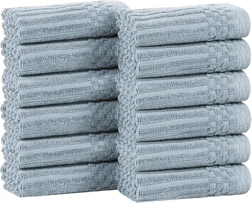 Miniatura 68 de Superior Juego de 6 toallas de algodón sólido y acanalado, toallas de cara de 13 x 13 pulgadas, toallas de mano de 16 x 28 pulgadas, toallas de baño