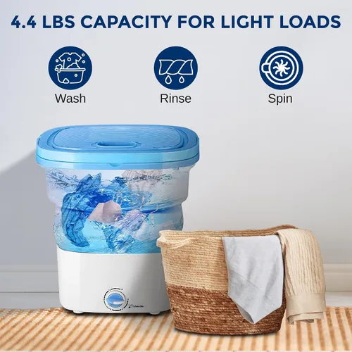 Miniatura 4 de Pure Clean Lavadora portátil de 15 litros – Mini lavadora plegable para ropa de bebé, ropa interior, ropa pequeña – Lavadora compacta