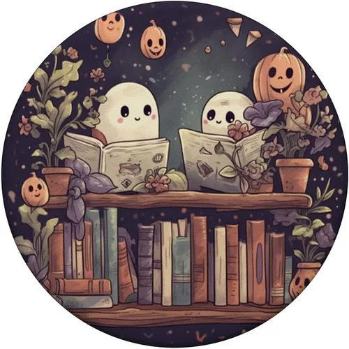 Miniatura 3 de Fantasmas lindos libros de lectura de Halloween bibliotecario amante de los libros PopSockets estándar PopGrip