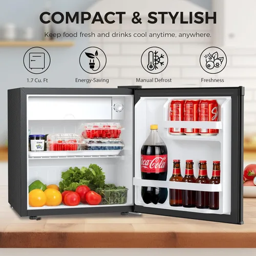Miniatura 2 de Antarctic Star Mini refrigerador de 1.6 pies cúbicos con congelador, refrigerador pequeño y compacto con puerta reversible individual, estantes