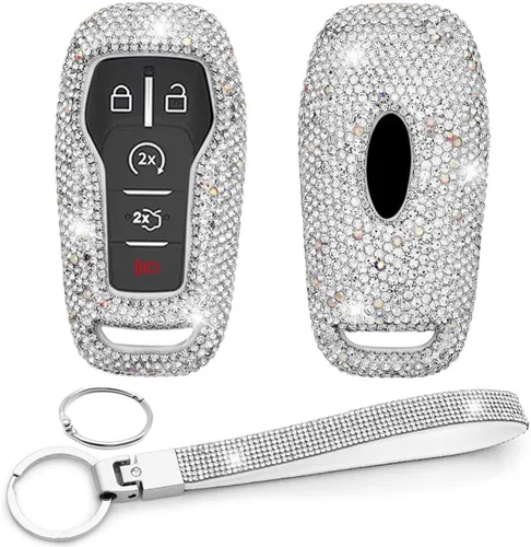 Miniatura 8 de Funda para llavero compatible con Ford Explorer Edge Mustang Fusion Escape F150 F250 F350 F450 F550 (plateado, modelo A)