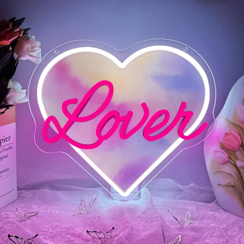 Miniatura 11 de Letrero de neón "Be Mine", Letrero de luz LED regulable para decoración de arte en la pared, fondo rosa y blanco para dormitorio, club, fiesta, bar