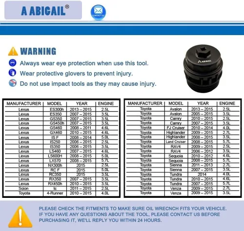 Miniatura 2 de Llave de filtro de aceite de servicio pesado compatible con Toyota, Lexus, RAV4, Camry, Tundra, Highlander, Sienna Herramienta de extracción de tapa