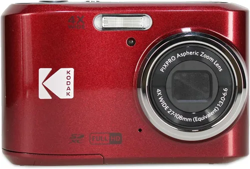 Miniatura 2 de Kodak Pixpro FZ45 - Cámara digital (rojo) paquete incluye: tarjeta de memoria de 64 GB, baterías recargables, trípode flexible, lector de tarjetas