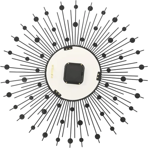 Miniatura 4 de Reloj de pared moderno con forma de flor de cristal 3D, 23.62 pulgadas, espejo plateado de metal vintage, brillante, con tachuelas de diamantes