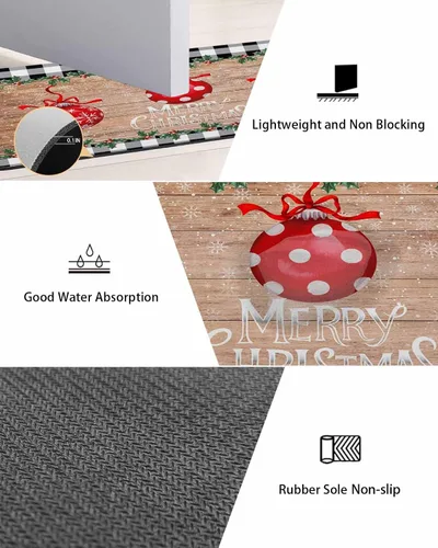 Miniatura 3 de Tapete de baño de bola de Navidad roja para bañera, antideslizante, de secado rápido y absorbente, tierra de diatomeas, fregadero de ducha, lavable