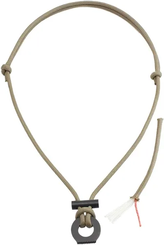 PSKOOK Collar de iniciador de fuego, collar de paracaídas de supervivencia con pedernal y acero, collar de bushcraft para camping, senderismo y Caqui