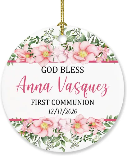 Miniatura 17 de Adorno de Navidad personalizado con texto en inglés "God Bless Bautized" 2025, adornos de bautismo católico, regalos para recién nacido, adorno