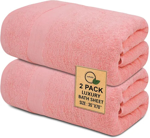 Toallas de baño de lujo 100% algodón, paquete de 2 (35 x 70 pulgadas), súper suaves, de secado rápido y altamente absorbentes, para baño, hogar, spa