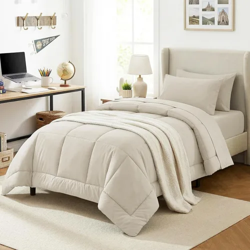 Miniatura 51 de CozyLux Juego de edredón tamaño King, color verde oliva, 7 piezas en una bolsa, edredón verde tamaño King, juegos de ropa de cama para todas