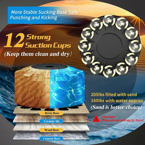 Miniatura 5 de Bolsa de boxeo para adultos, bolsa de boxeo con soporte de 70"-205 libras, bolsa de boxeo independiente para adultos - Bolsa de kickboxing para Saco